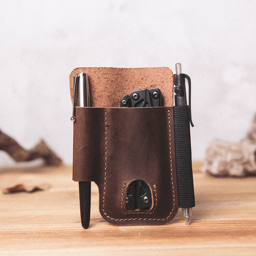 Men Genuine Leather Retro Mini Easy Carry Multitool Organizer Gear Bag Belt Bag Waist Bag - MRSLM