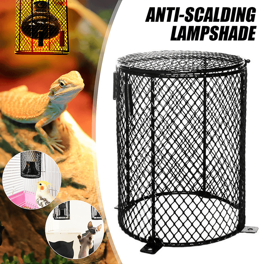 Round Reptile Heat Lamp Bulb Mesh Cage Protector Guard Anti-Scalding Lampshade - MRSLM