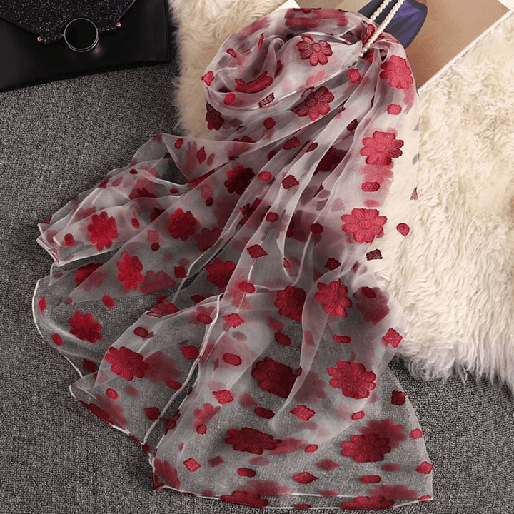 Fashion Women Summer Silk Scarf Ultra Soft Printting Shawl for Vacation Travel - MRSLM