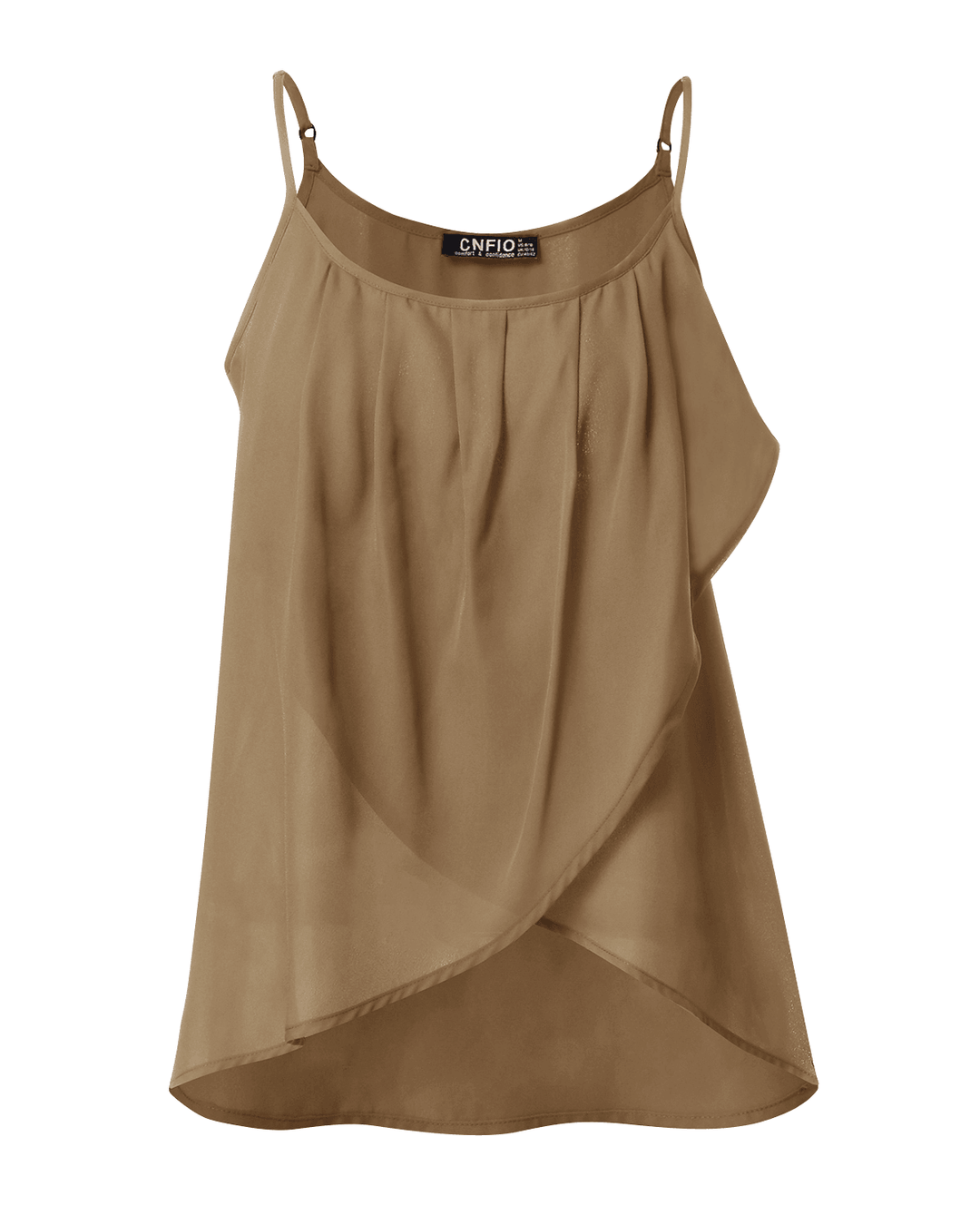 Solid Color Pleated Adjustable Straps Spaghetti Sleeveless Tank Tops - MRSLM