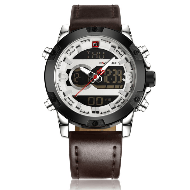 NAVIFORCE NF9097 Fashion Men Dual Display Watch Luxury Leather Strap Sport Watch - MRSLM