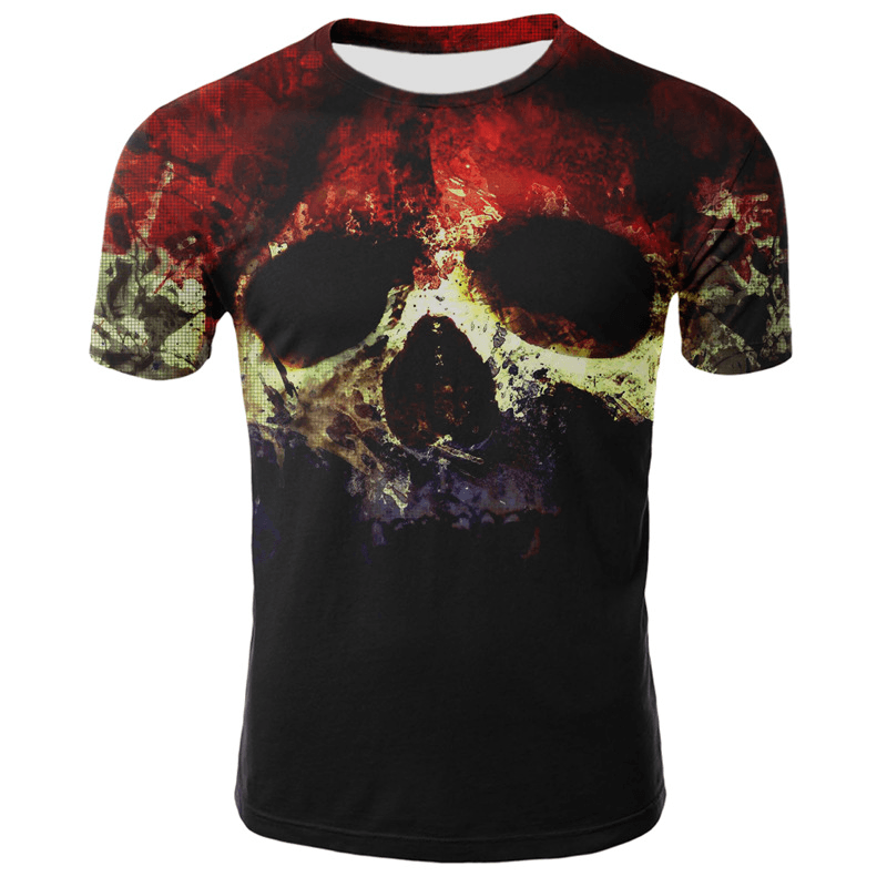 Smoking Skull 3D Digital Print T-Shirt - MRSLM