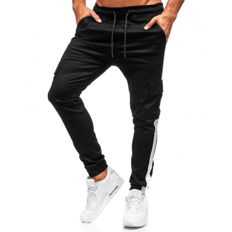 Men'S Solid Color Flip Pocket Casual Tethered Straight Sports Pants - MRSLM