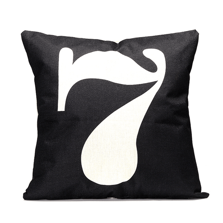 43X43Cm Black English Letter Fashion Cotton Linen Pillow Case Home Sofa Seat Bed Car Cushion Decor - MRSLM