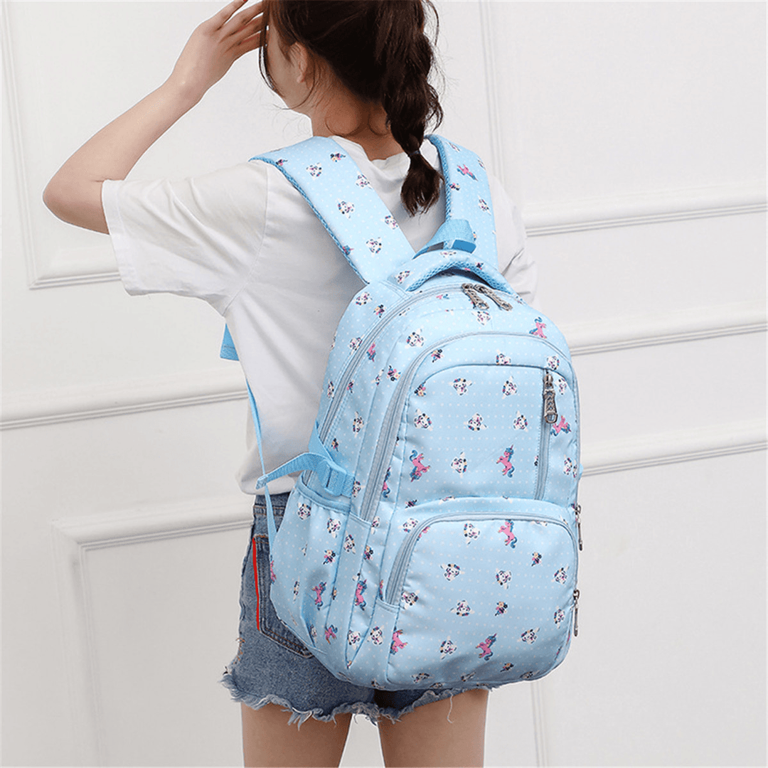 Women Large Capacity Waterproof Light Weight Backpack Student Shoulder Bag Rucksack School Bag - MRSLM