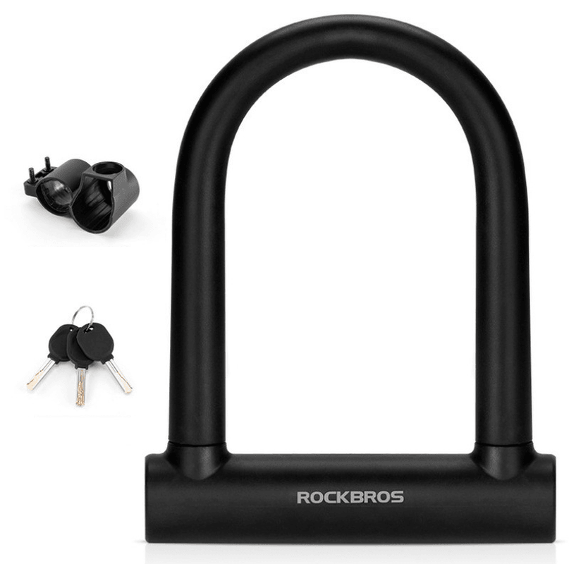 ROCKBROS Bicycle U-Lock Electric Motorcycle Bike Anti-Theft Lock Silicone Protective Cover Portable Car Lock - MRSLM