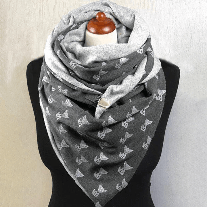 Women Cotton plus Thick Keep Warm Winter Outdoor Casual Cute Cartoon Dogs Pattern Multi-Purpose Scarf Shawl - MRSLM