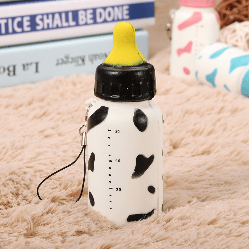 Squishy Milk Nursing Bottle Toy Cute Kawaii Phone Bag Strap Pendant 10X4Cm - MRSLM