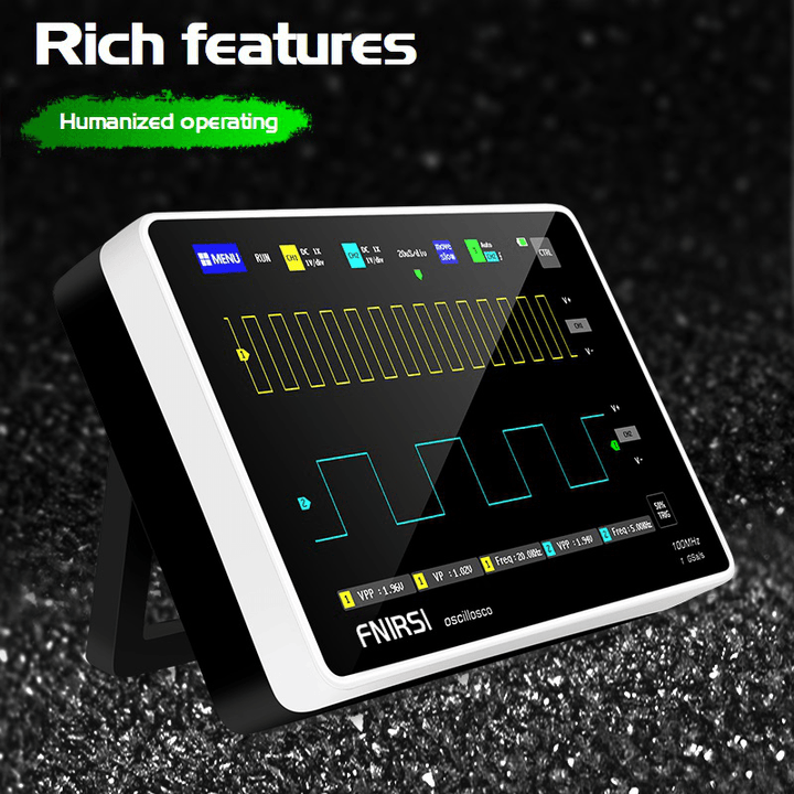 FNIRSI 1013D 7-Inch Digital 2 Channels Tablet Oscilloscope 100M Bandwidth 1Gs/S Sampling Rate 800X480 Resolution Capacitor Screen Touch + Gesture Operation Oscilloscopes - MRSLM