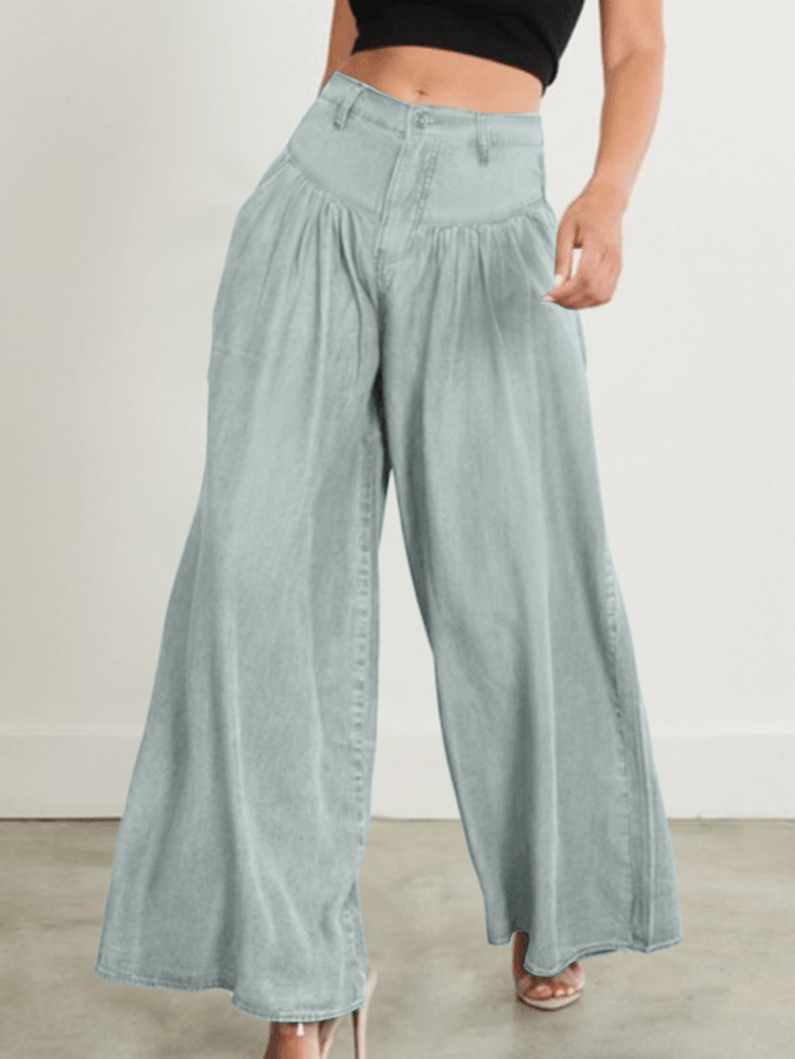 Fashion Simplicity Solid Pleated High Rise Pants for Women - MRSLM