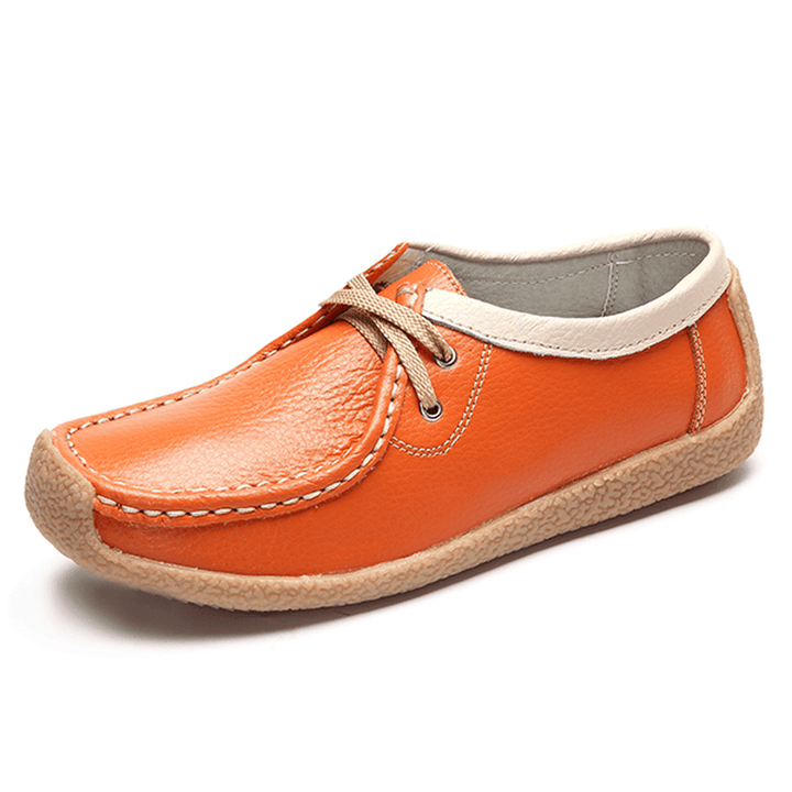 Breathable Walking Leather Flat Shoe - MRSLM