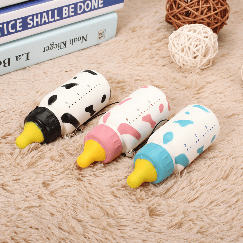 Squishy Milk Nursing Bottle Toy Cute Kawaii Phone Bag Strap Pendant 10X4Cm - MRSLM