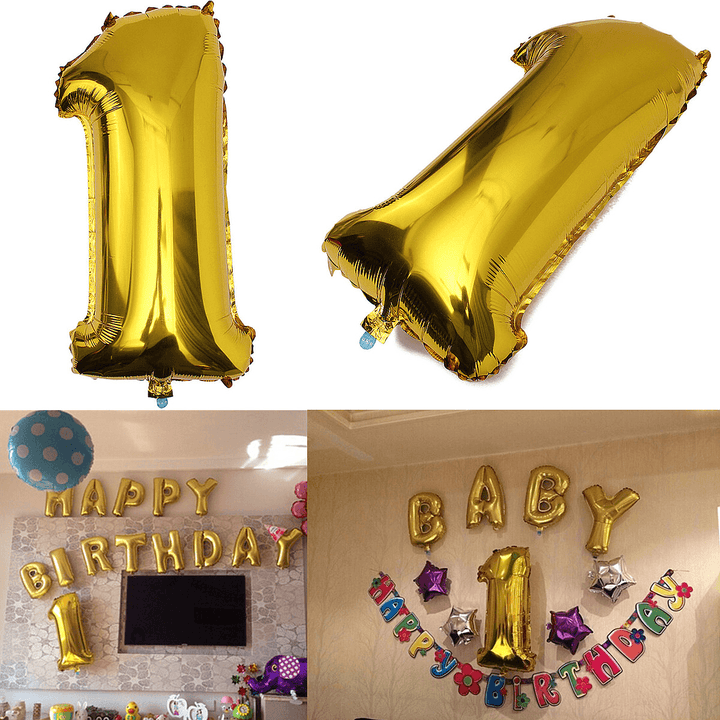 Gold Silver Number Foil Balloon Wedding Birthday Party Decoration - MRSLM