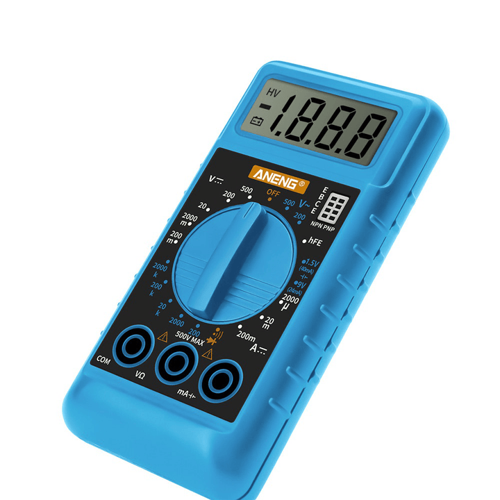 ANENG DT812 Mini Digital Multimeter with Buzzer Overload Protection Pocket Voltage Ampere Ohm Meter DC AC LCD Portable Blue - MRSLM