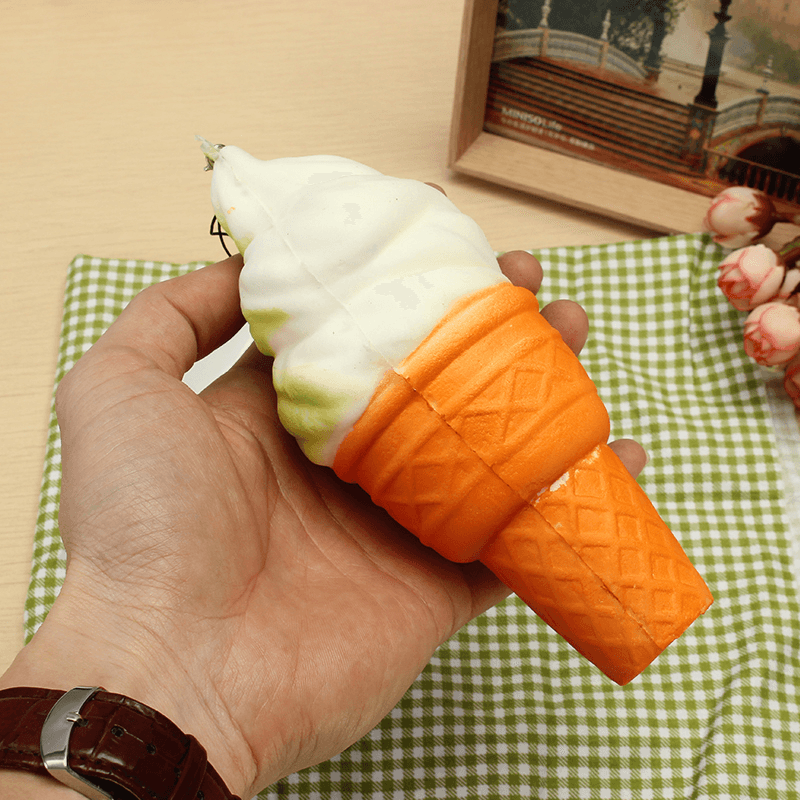 Squishy Jumbo Ice Cream Cone 17Cm Slow Rising Soft Collection Decor Gift Phone Bag Strap - MRSLM