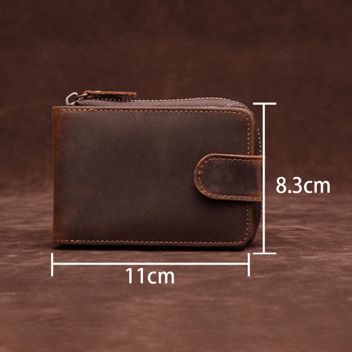 Men RFID Anti-Magnetic 12 Card Slot Card Holder Genuine Leather Zipper Organ Wallet Driver License Card Case - MRSLM