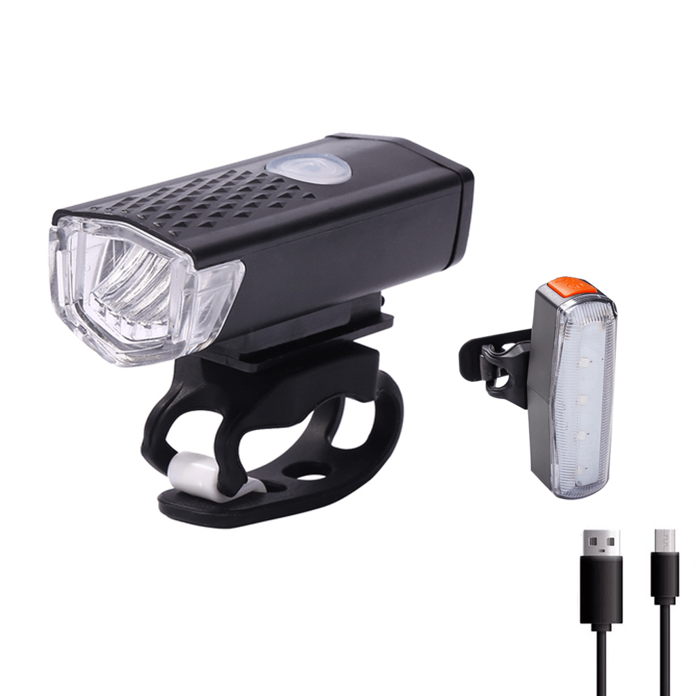 BIKIGHT Bicycle Light Set 300Lm 3 Modes Bike Headlight Front Lamp 4 Modes Safety Warning Taillight USB Rechargeable Waterproof Cycling - MRSLM