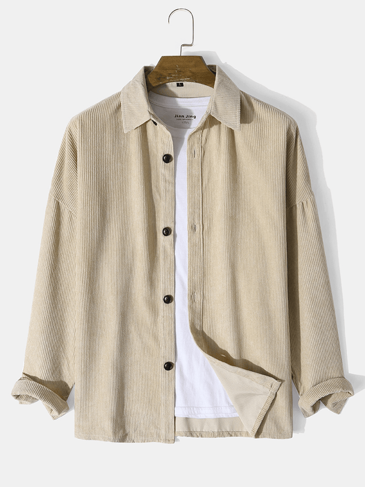 Mens Corduroy Solid Button down Front Outwear Cardigan - MRSLM