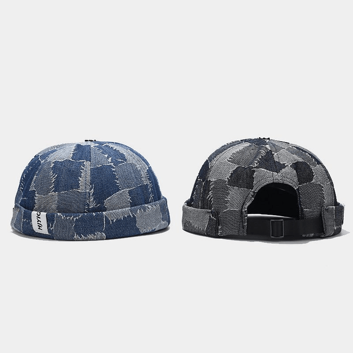 Contrast Plaid Denim Landlord Hat - MRSLM