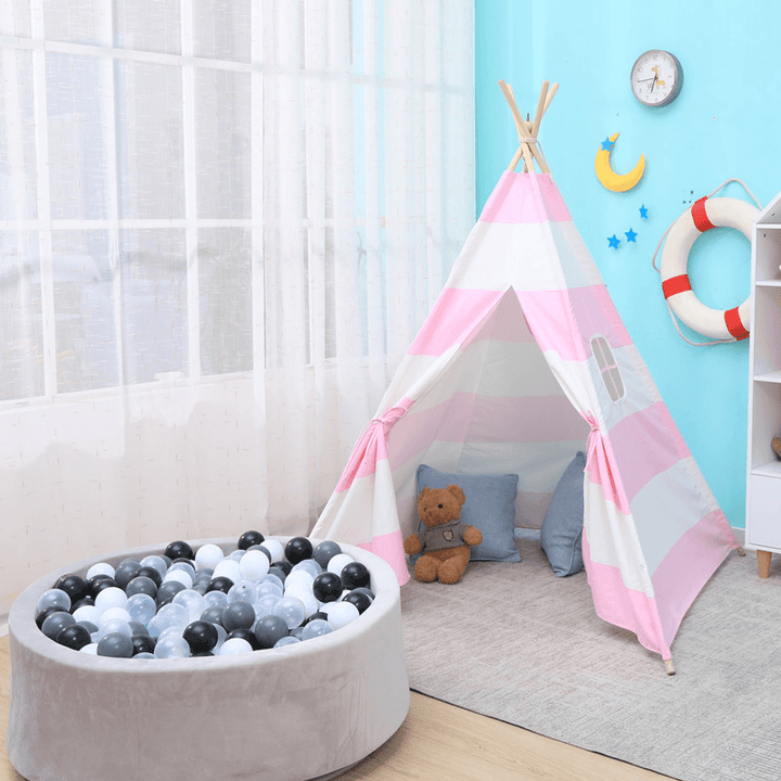 160Cm Bestgoods Miller Kids Toddler Play Tent Teepee 100% Natural Cotton Canvas Play House Children Baby Playing Sleeping Tent with Carrying Bag - MRSLM