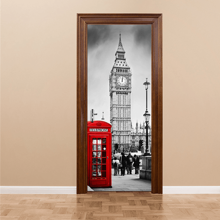 3D Art Door Wall Fridge Sticker Big Ben Decal Self Adhesive Mural Scenery Home Decor - MRSLM