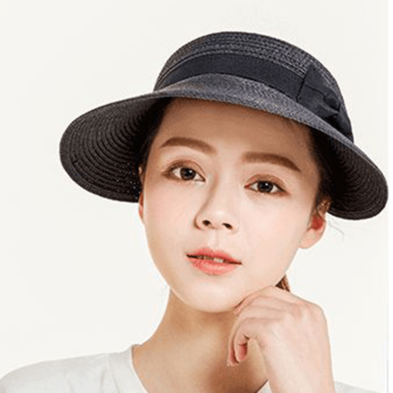 Women Summer Removable Top Sunshade Outdoor Straw Hat - MRSLM