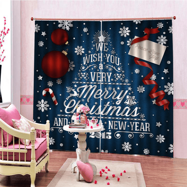 2PCS 3D Print Window Curtain Drapery Door Screen Panel for Christmas Decoration - MRSLM