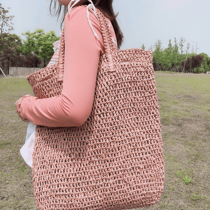 Women Travel Summer Beach Large Capacity Straw Handbag Tote Bag - MRSLM