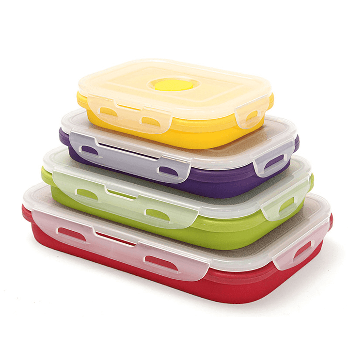 Ipree® 4 Size Collapsible Silicone Lunch Boxes Portable Food Storage Kitchen Containers - MRSLM