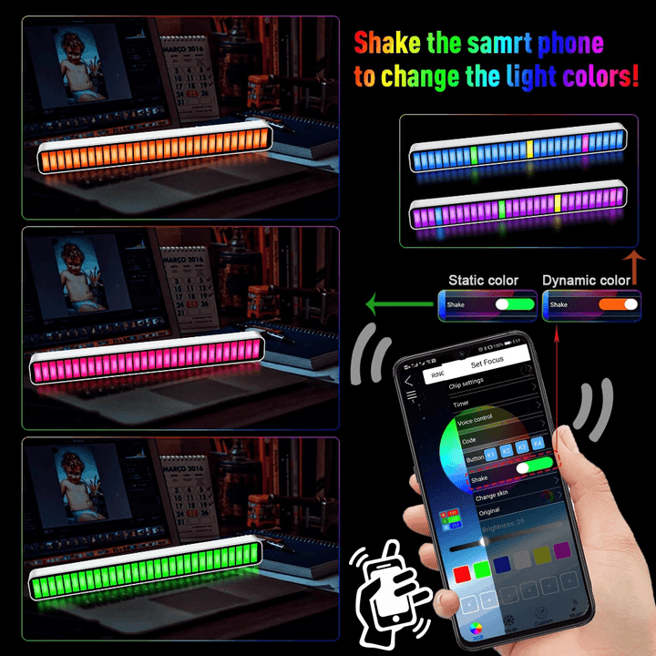 Smart Bluetooth RGB Light APP Control Music Voice Control Magic Rhythm Lights 210 Color Modes Music Mode Ambient Light USB Charging Lamp - MRSLM