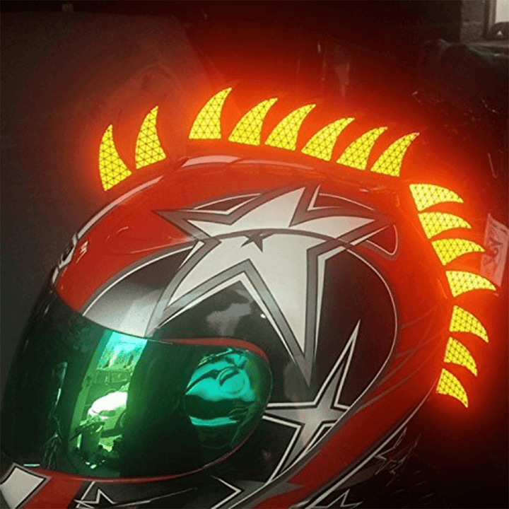 22 Blades Mohawk Warhawk Spikes Saw Reflective Sticker Decals for Rubber Helmet Motorcycle Bike - MRSLM