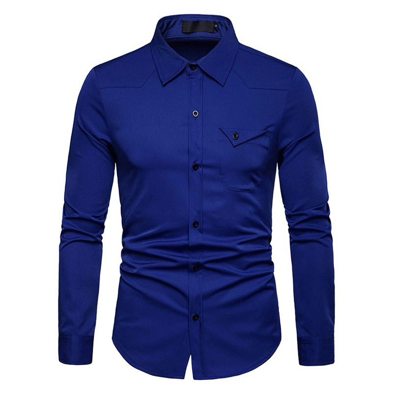 Men Solid Color Turn-Down Collar Shirts - MRSLM