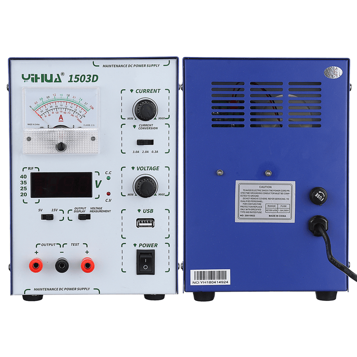 YIHUA 1503D 15V 3A 110V/220V Precision Variable Dual Digital DC Power Supply Lab Test - MRSLM