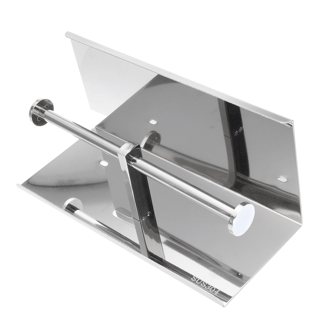 304 Stainless Steel Toilet Paper Two Rolls Holder Towel Phone Storage Towel Storage Bath Hook - MRSLM