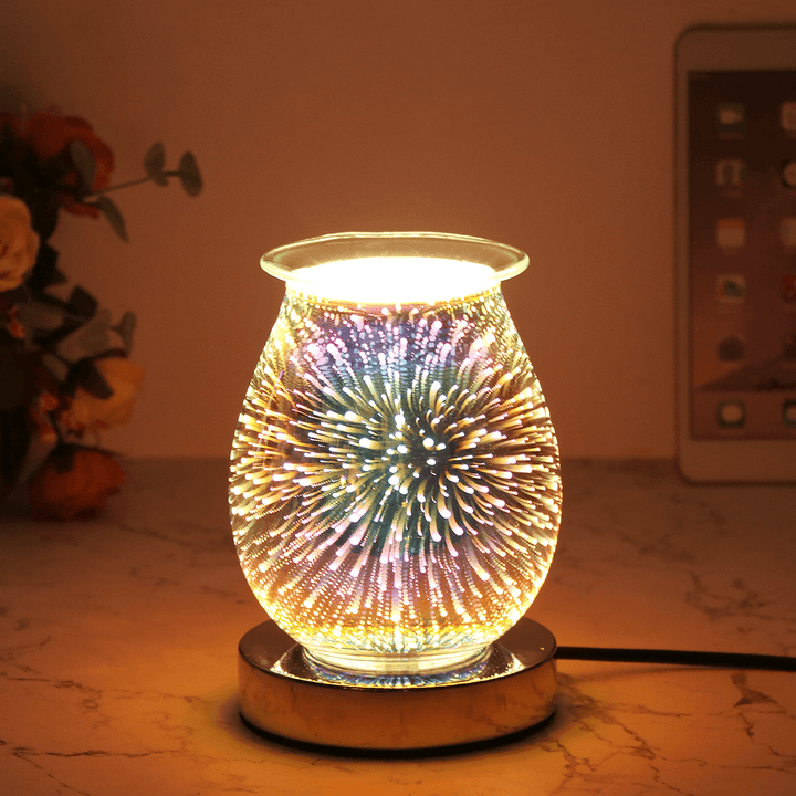 Aromatherapy Lamp with 3D Firework Effect Night Lamp Burner Aromatherapy Decorative Lamp for Home Bedroom Living Room Decoration - MRSLM