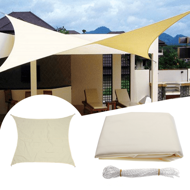 3.5X3.5M Square Sun Shade Sail Canopy Patio Garden Awning UV Block Top Shelter Beige - MRSLM