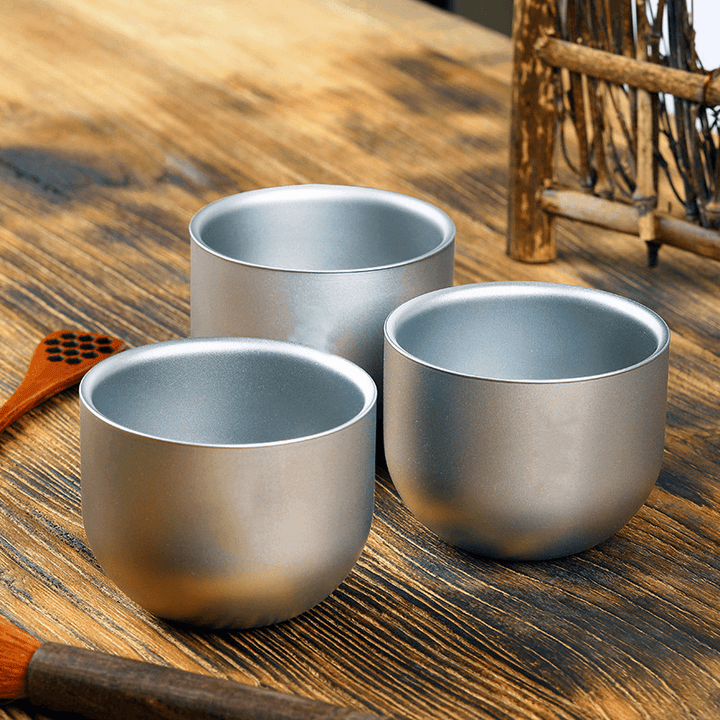 Keith 1 Pcs 150Ml Water Cup Pure Titanium Camping Travel Portable Tea Cup Double Anti-Scalding Cup - MRSLM