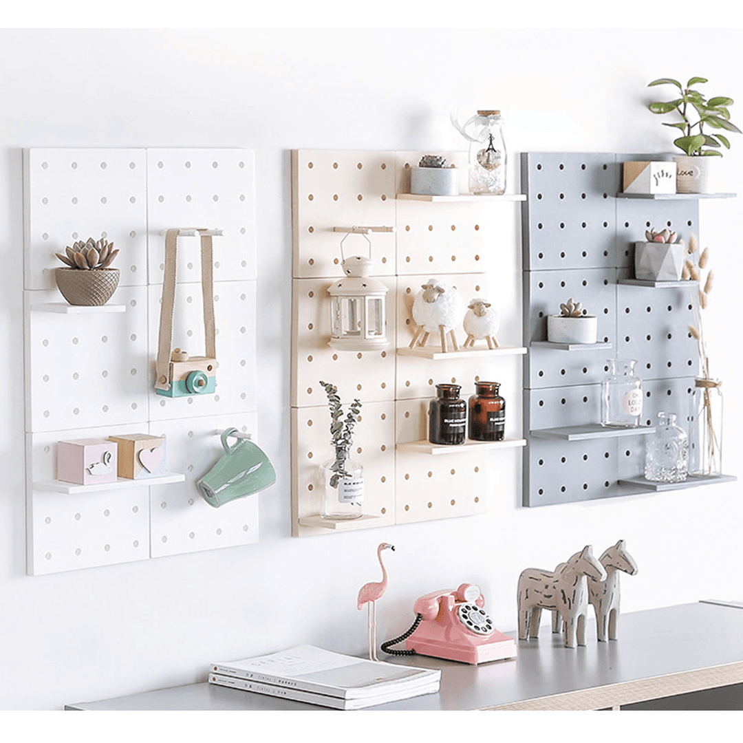 Plastic Wall Mount Hole Plate Storage Rack Floating Hanging Shelf Display Board - MRSLM