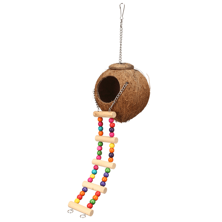 Bird Nest Natural Coconut Shell Bird Nest Parakeet House Hut Parrot Cage Pet Toys Feeder Feeding Cages - MRSLM