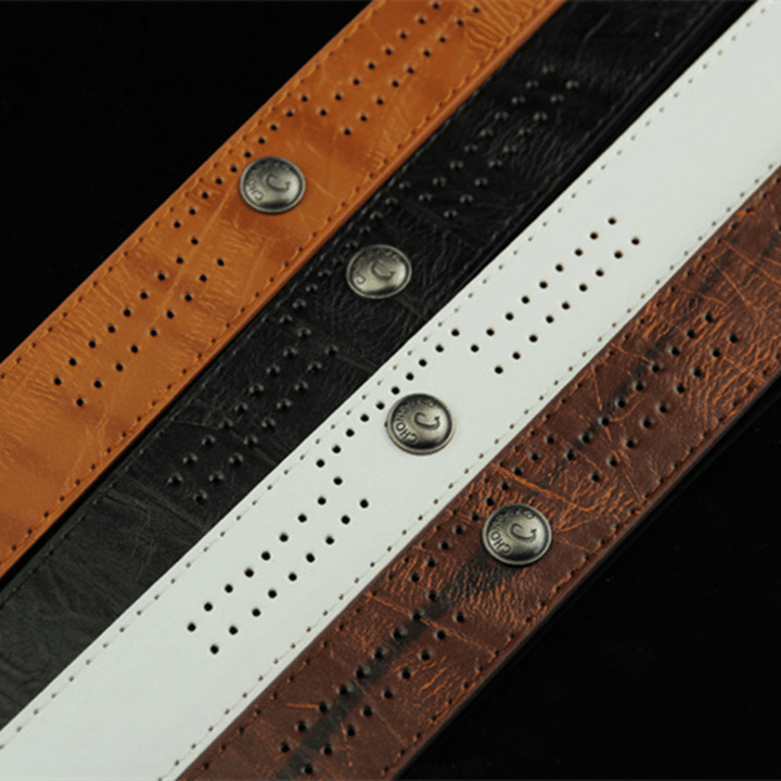 110CM Mens PU Leather Cowboy Belt Leisure Wild Porous Rivet Punk Pin Belt Waistband Strips - MRSLM