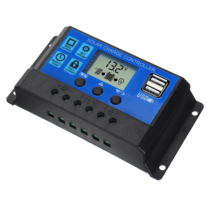 10/20/30A 12V-24V Solar Panel Battery Regulator Charge Controller USB LCD Charger - MRSLM