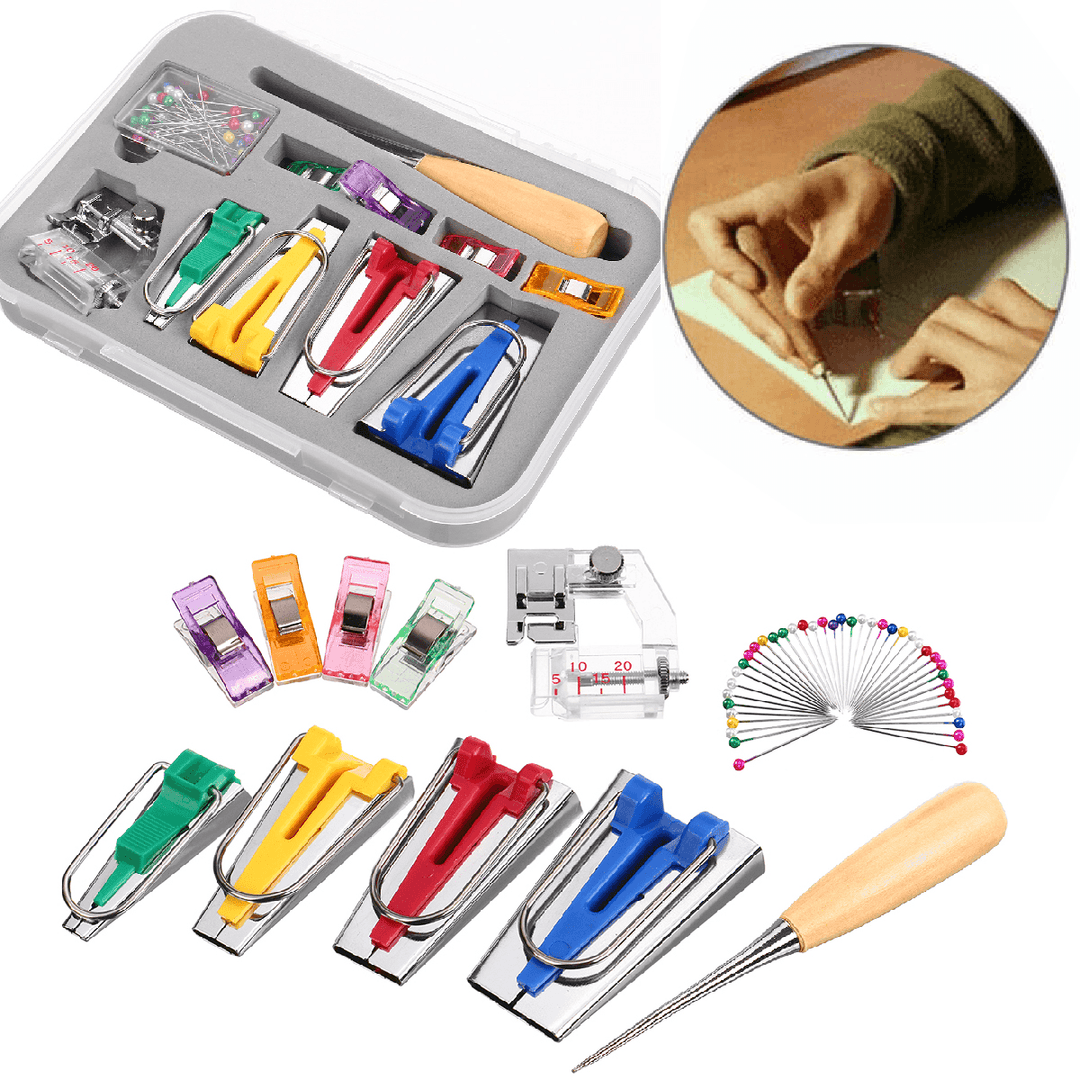 11 Piece Set DIY Home Patchwork Manual Pull Tube Tape Maker Kit Binder Tool for Sewing Craft - MRSLM