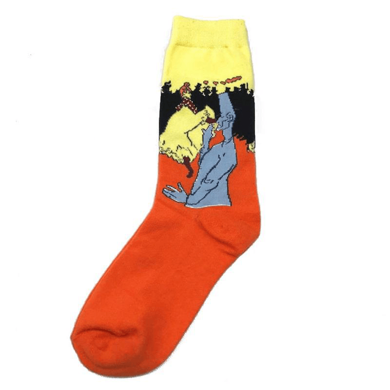 Unisex Mona Lisa Oil Painting Cotton Tube Socks - MRSLM