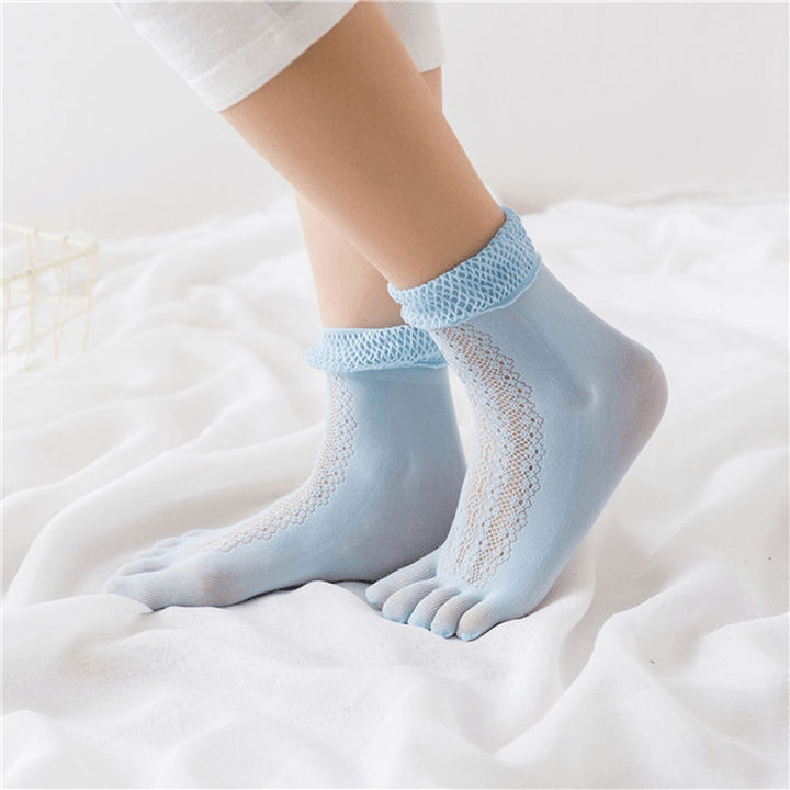 Women Mesh Absorbent Sweat Five Toe Socks - MRSLM