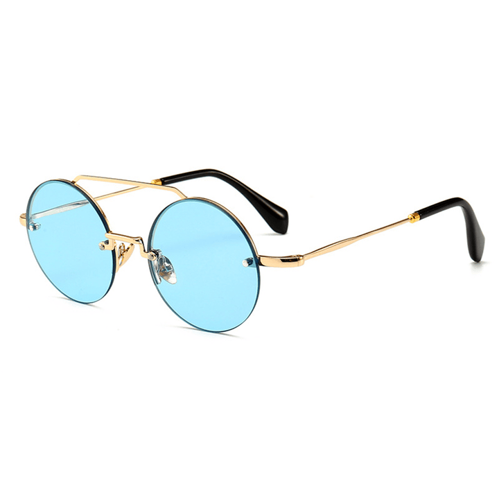 Men Women Outdoor Casual Narrow Frame Modern Retro round Sunglasses - MRSLM