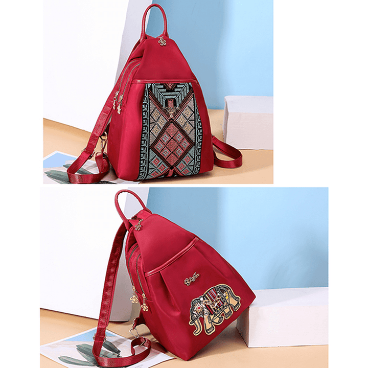 Women Fashion Elephant Pattern Embroidery Cute Chest Bag Backpack - MRSLM