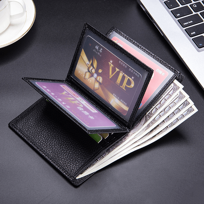 Men Faux Leather Card Holder Thin Wallet - MRSLM