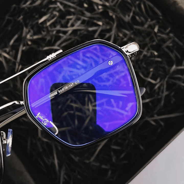 Unisex Large Full Frame Double Bridge Anti-Blue Light Anti-Uv Vintage Sunglasses - MRSLM