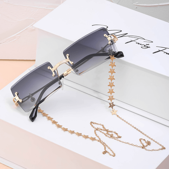 Women'S Rimless Diamond Cut Chain Sunglasses - MRSLM