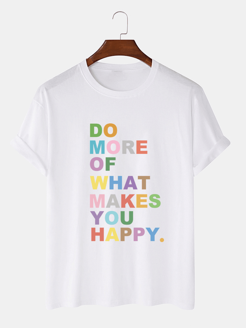 100% Cotton Colorful Slogan Print Short Sleeve Breathable T-Shirts - MRSLM